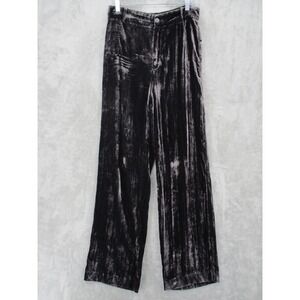 Zara Pants Medium Velvet Wide Leg High Waist Pleated Casual Flowy Office City